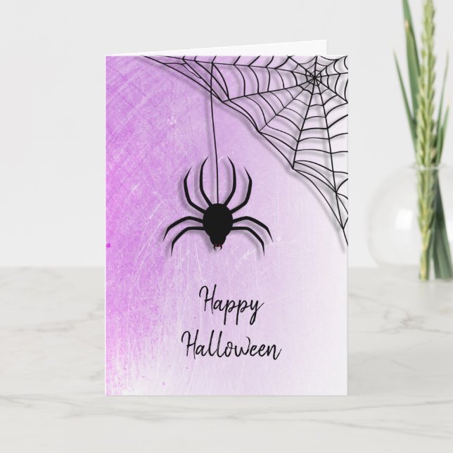 Carte Black Spider et Web Happy Halloween Card (Devant)