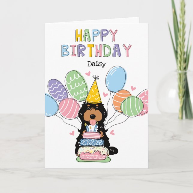 Carte Black Tri Cockapoo Cavapoo Chien Joyeux anniversai (Devant)