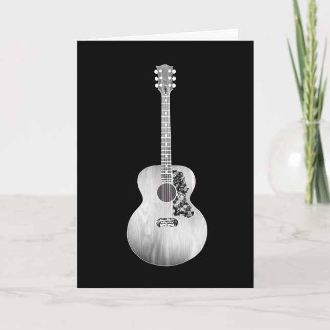 Carte Black White Art Acoustique Guitare instrument de m (Devant)