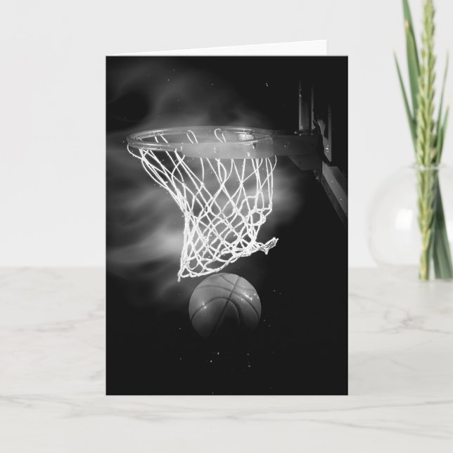 Carte Black & White Basketball Artwork Greeting Card (Devant)