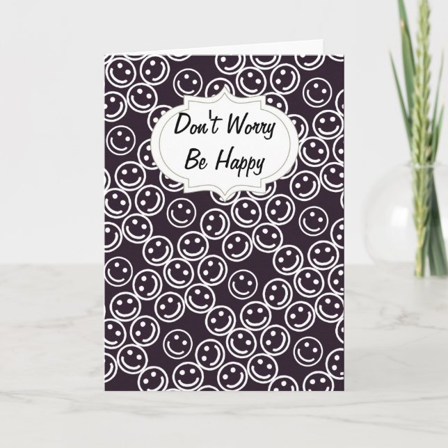 Carte Black & White Be Happy Faces Card (Devant)
