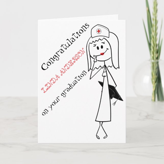 Carte Black White Funny Nurse Graduation Félicitations (Devant)