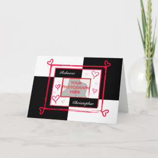 Carte Black white rouge moderne amour cadre photo