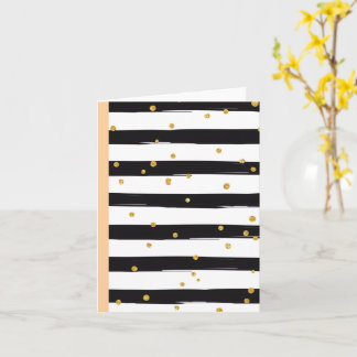 Carte Black White Stripes with Gold Confetti Pattern