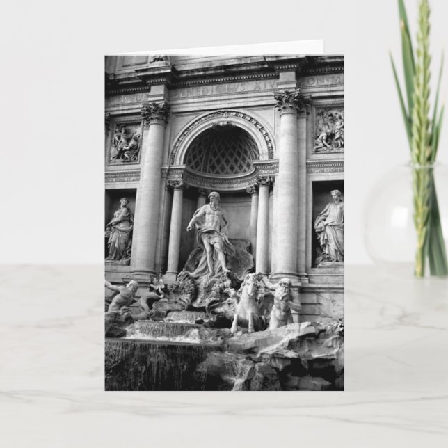 Carte Black White Trevi Fountain Rome Travel Photography (Devant)