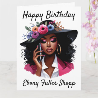 Carte Black woman birthday card