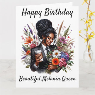 Carte Black woman birthday card