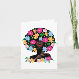 Carte Black Woman Flower Hair Afro Girl Histoire noire J