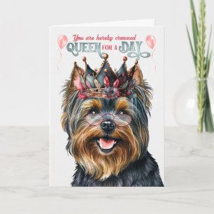 Carte Black Yorkie Terrier Queen pour jour drôle Anniver