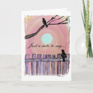 Carte Blackbirds sur Fence Sunset Moon Vous manque