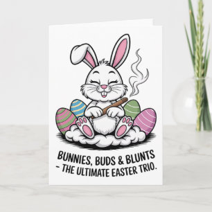 Carte Blague de Pâques Lapins Humoristiques Bourgeons Br