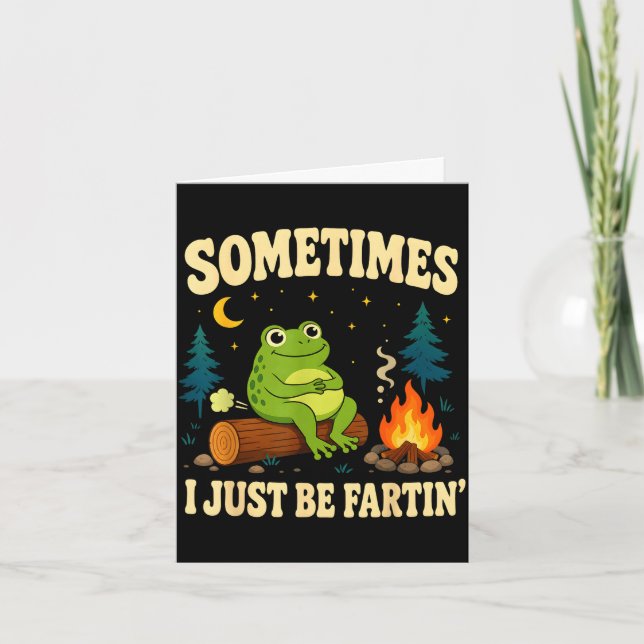 Carte Blague drôle de pet de grenouille camping feu de c (Devant)