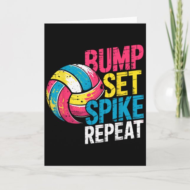Carte Blague drôle de Volleyball Bump Set Spike Répéter  (Devant)