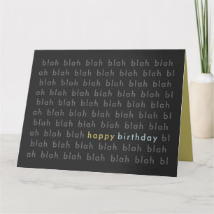 Carte Blah Blah Blah Happy Birthday Typografy Card