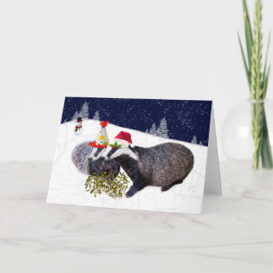 Carte Blaireaux Festive (Entrez votre propre messa