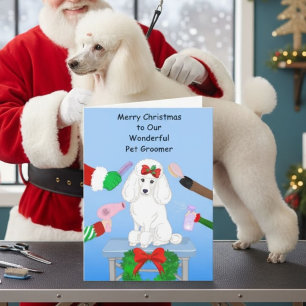 Carte Blanc Élégant Poodle Toiletteur pour Animaux de Co