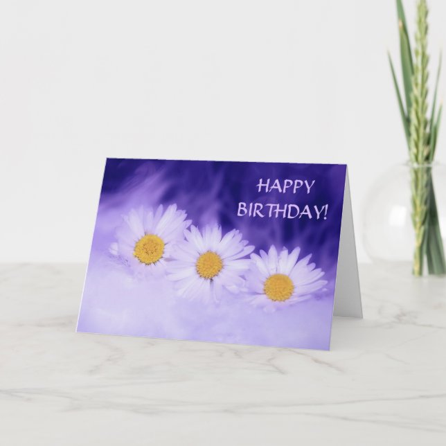 Carte Blanc Marguerite violet Joyeux anniversaire (Devant)