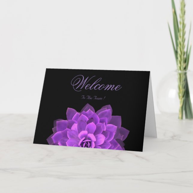 Carte Blanc Minimal Purple Daisy Bienvenue (Devant)