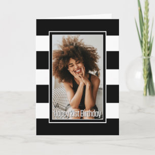 Carte Blanc Noir rayé 21e anniversaire