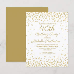Carte Blanc Or Diamant Paillettes Femme 40e Anniversaire