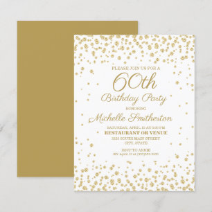 Carte Blanc Or Diamant Paillettes Femme 60 ans