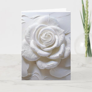 Carte Blanc sur Blanc - Rose Sculptée
