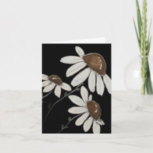 Carte Blanc sur marguerites d'aquarelle noire - plié bla