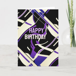 Carte Blanc violet Lilac noir incliné Abstrait anniversa