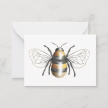 Carte blanche aquarelle Bumble Bee Flat