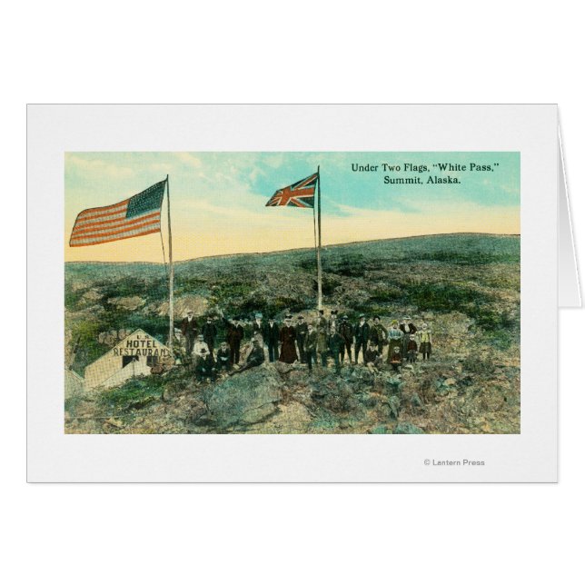 Carte blanche avec drapeaux russes et américains (Devant horizontal)