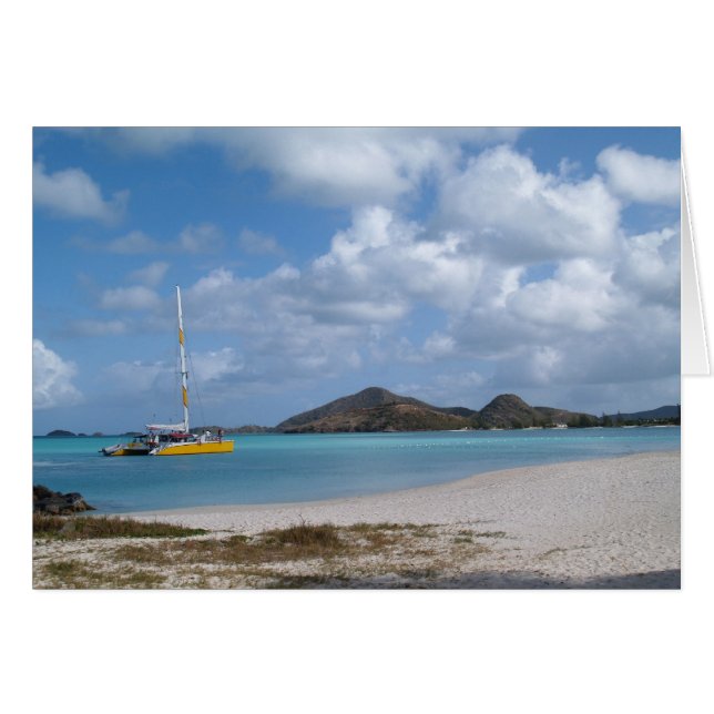 Carte blanche avec image de Catamaran Antigua (Devant Horizontal)