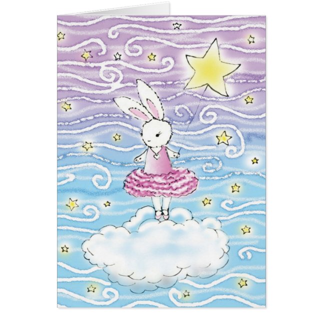 Carte blanche Ballerina Bunny Imaginaire Art (Devant)