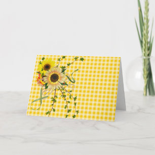 carte blanche bouquet de tournesol sur en vichy