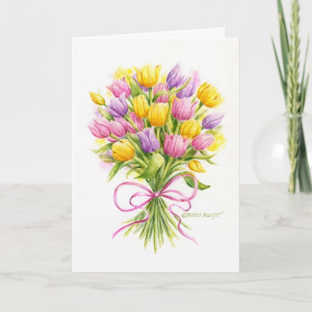 Carte blanche Bouquet Tulip Toute carte d'occasion (Devant)