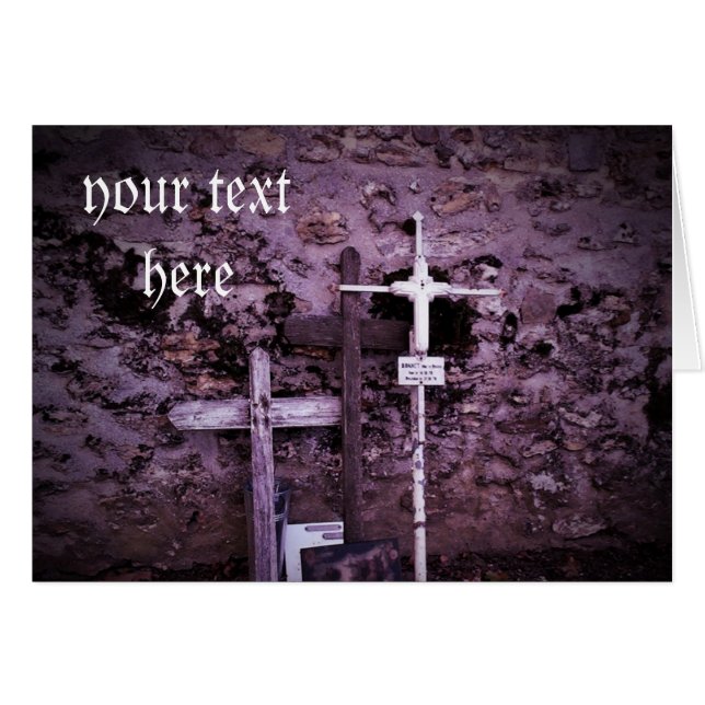 Carte blanche couleur pourpre aux croix abandonnée (Devant horizontal)