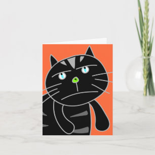 Carte blanche de chat noir bleu