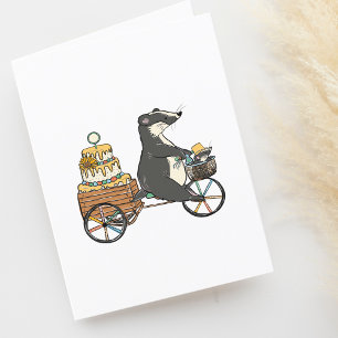 Carte blanche de dessin de vélo Badger Birthday