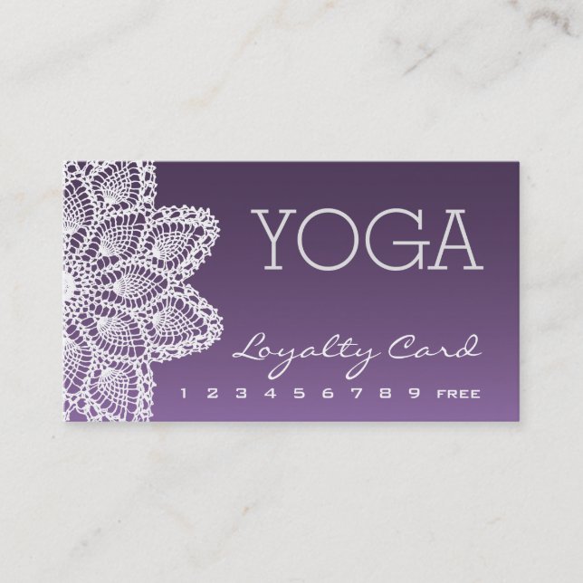 Carte blanche de fidélité de yoga de dentelle (Devant)