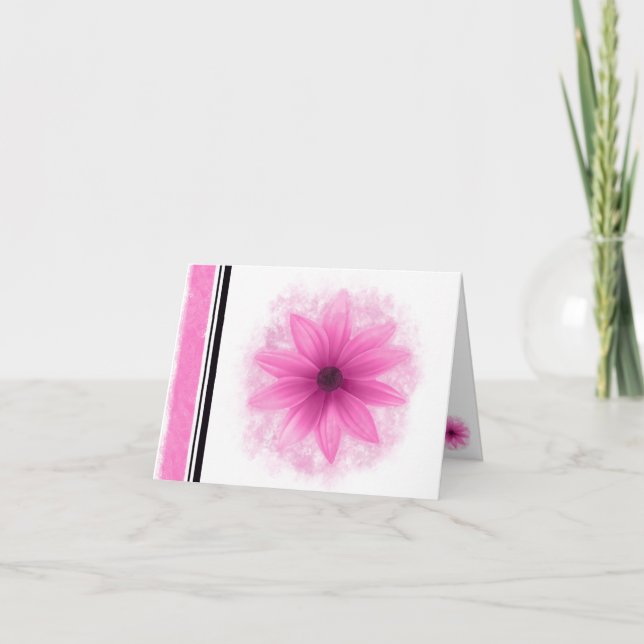 Carte blanche de fleurs roses (Devant)