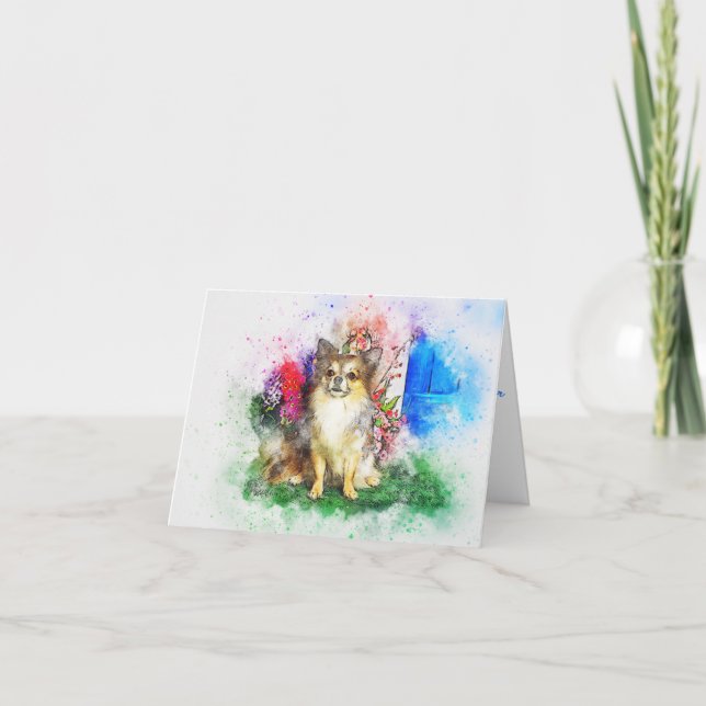 Carte blanche de peinture couleur d'eau Chihuahua (Devant)