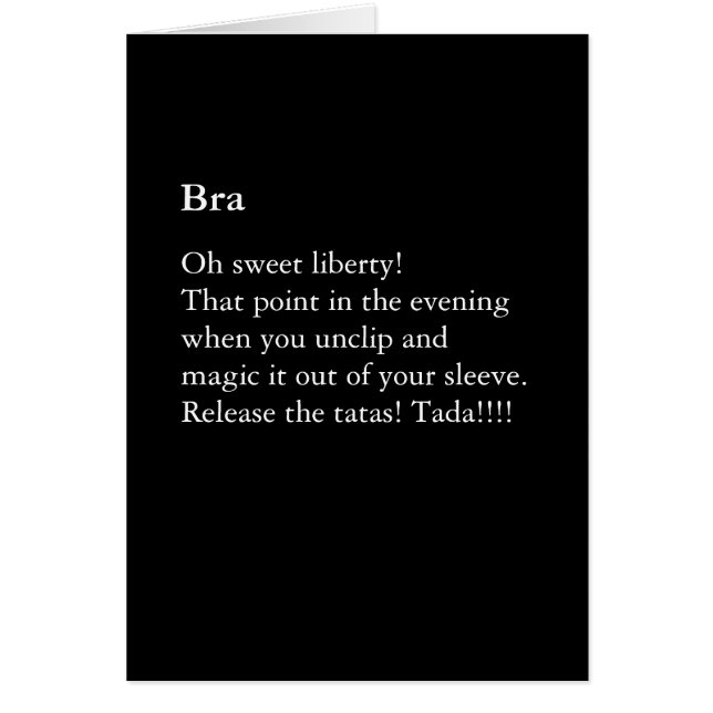 Carte blanche de poème de bar amusant (Devant)