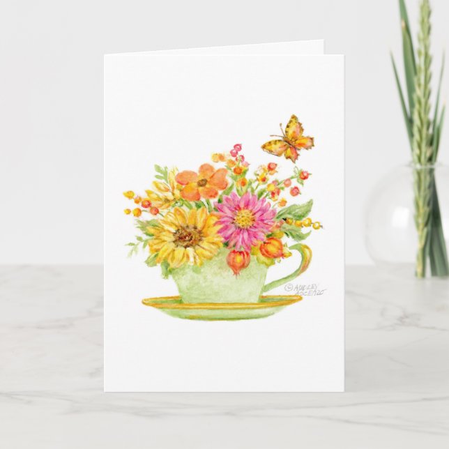 Carte blanche de tasse à thé d'automne pour toute  (Devant)