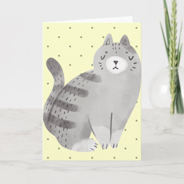 Carte blanche d'illustration de chat mignonne (Devant)