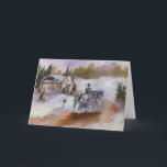 Carte blanche Dream Winters<br><div class="desc">D'une peinture à l'huile originale de Brenda Thour d'un cheval tiré en buggy tirant loin d'une église lors d'une journée d'hiver enneigée au coucher du soleil. Le cheval et la calèche étaient d'une photo que j'ai prise à Duluth,  Minnesota. Copyright par Brenda Thour 2004.</div>