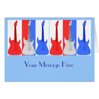 Carte blanche et bleue rouge de guitares
