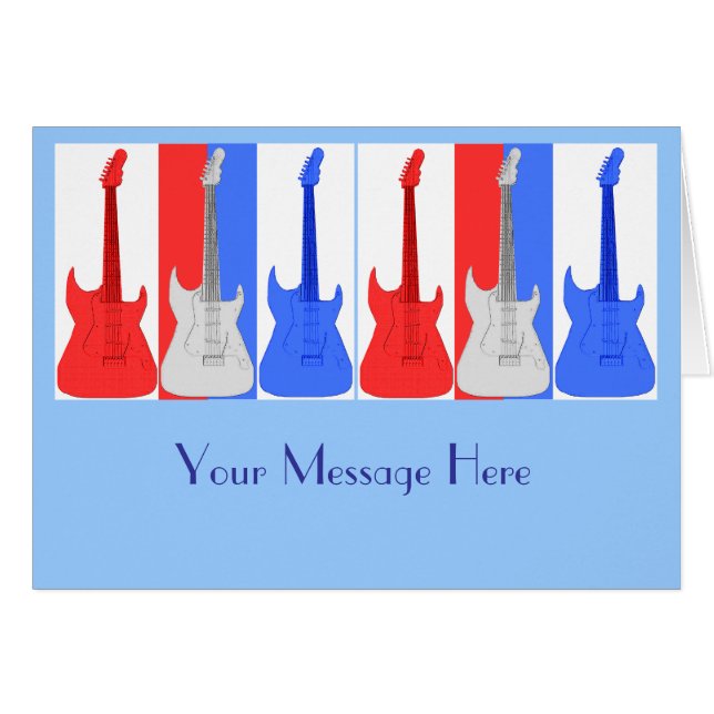 Carte blanche et bleue rouge de guitares (Devant horizontal)