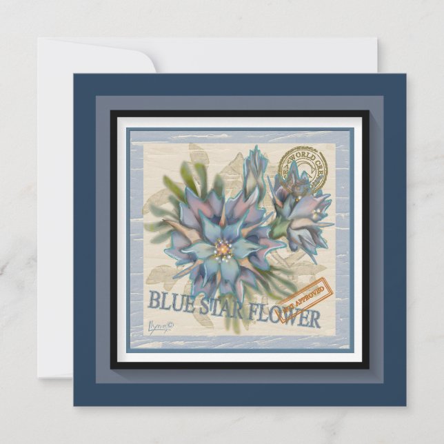 Carte blanche fleur bleue du bureau G Creation (Devant)