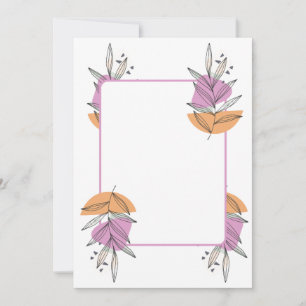 Carte blanche - graphique de feuille pêche et rose