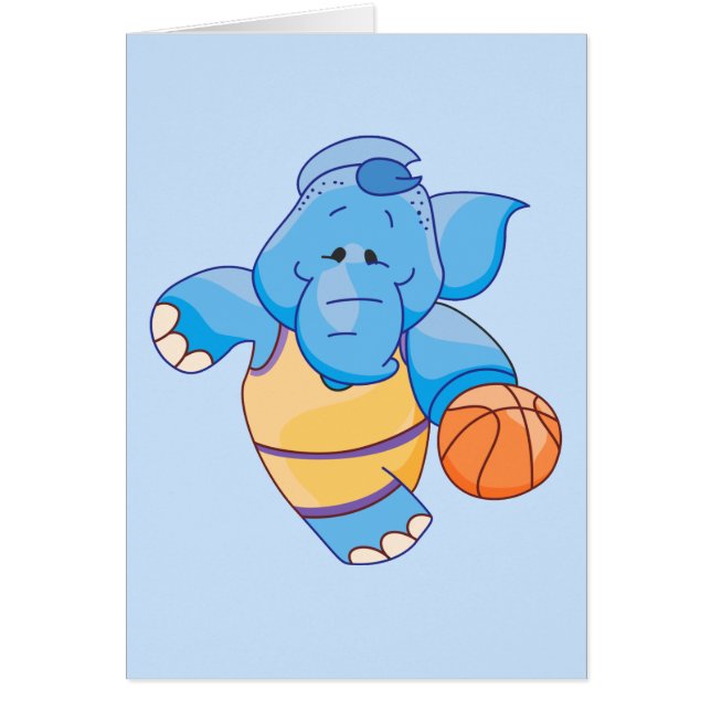 Carte blanche Lil Blue Elephant Basketball (Devant)