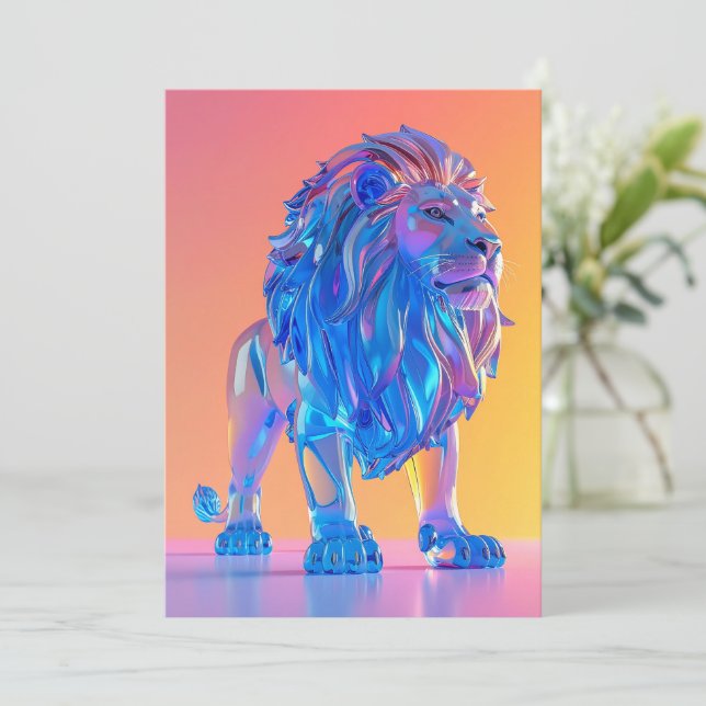 Carte blanche Lion Bleu Cristal (Debout devant)